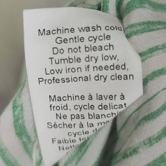 Anthropologie 11.1 Tylho Percy Striped Green White Button Down Tunic Top M - Picture 8 of 8